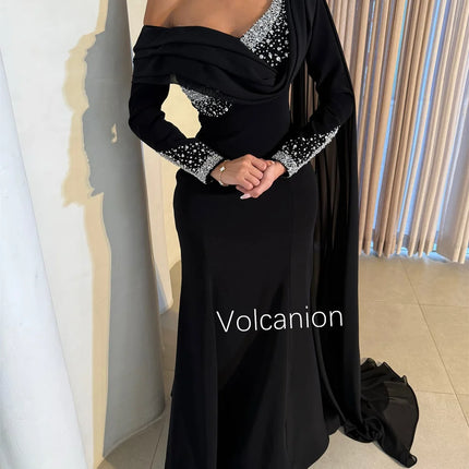 Customized Elegant Jersey Draped Sequined Straight Off-the-shoulder Midi Dresses Bespoke Occasion High Quality