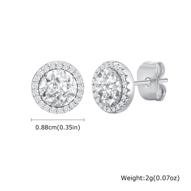 Hip Hop Broken Zircon Stud Earrings for Men Boys, Anti Allergy Round Small Metal Earrings, Rock Punk - product image 10