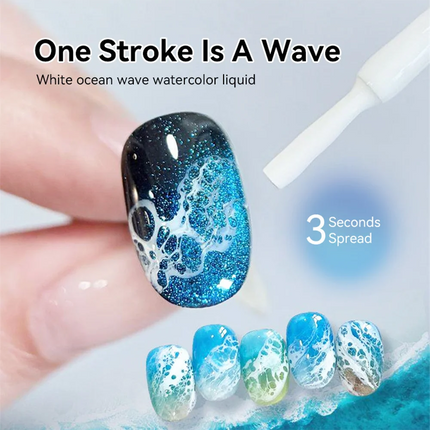 10ml White Bubble Ocean Wave Gel Nail Polish White Blooming Wave Nail Gel Stroke White Watercolor Liquid Nail Gel Polish DIY D#7