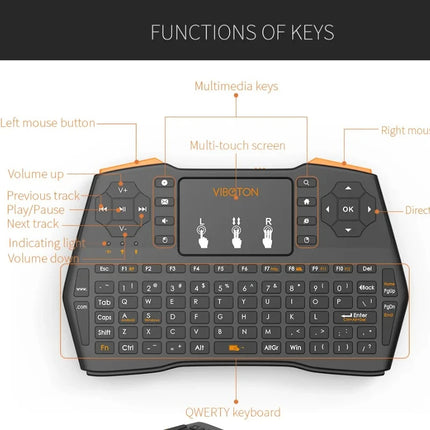 2.4G Tricolor Backlight Wireless Mouse Remote Control Multifunction Mouse and Keyboard Mini Touch Wireless