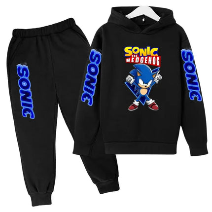 Kids New Supersonic Clothing Jogging Blue Sweatshirt Top Coat+Pants Two-piece Hoodie Boys Girls3-12Yrs Clothes Casual Sports Set