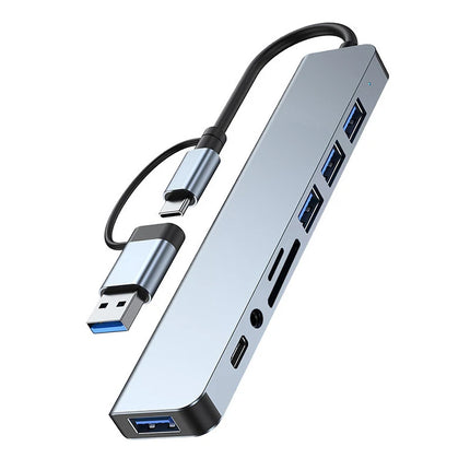 8 in 2 USB +USB-C HUB Docking Station with 3.5mm Audio Jack Adapter for Micro SD Card Reader Laptop Tablet Phone - product im