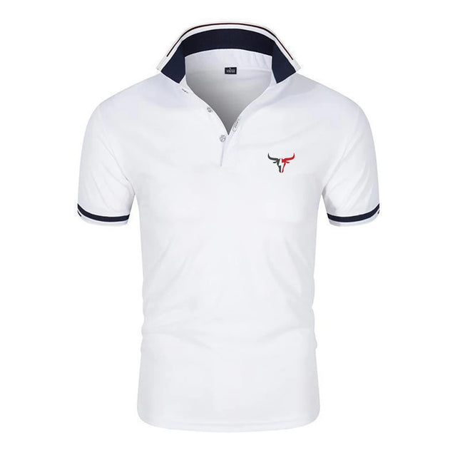 2025 Men New Sport Bull Pattern Six-color Polo Shirts Stand Collar Breathable Sport T-shirt Summer Fashion Short Sleeve