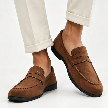 New Classics Suede Men's Shoes Slip On Loafers Preppy Soft Breathable Flats Non Slip Daily Fashion Casual Outdoor Sneakers