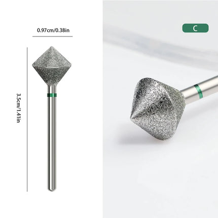 1/2Pcs C Radians Diamond Nail Drill Bit Milling Cutter Nail Edge Trimming Tool Diamond Sand Polishing Manicure Accessories