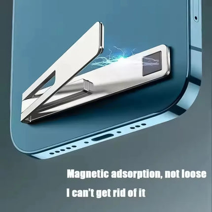 Magnetic Ultra Thin Foldable Mobile Phone Holder Bracket Metal Alloy Desktop Cell Phone Stands Universal Phone Support Kickstand