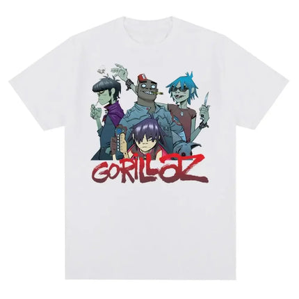Music Band Gorillazs Punk Rock Print T Shirt 90s Casual Fashion Short Sleeve Plus Size T Shirt Unisex