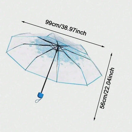 Portable And Easy To Carry, Cute And Fresh Design; Minimalist Sakura Transparent Umbrella; Adorable Sakura Pattern Transparent Umbrella; Foldable Umbrella; Ladies' Manual Umbrella; Travel Umbrella; Travel Essential; Unisex De