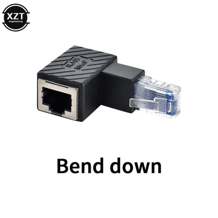 RJ45 Male To Female Converter 90 Degree Extension Adapter for Cat5 Cat6 LAN Ethernet Network Cable Connector Extender