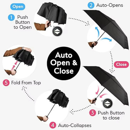 60Bones Super Windproof Umbrella All Weather Umbrellas Large Size Men Automatic Business Umbrella UV Protection Women Sunshade