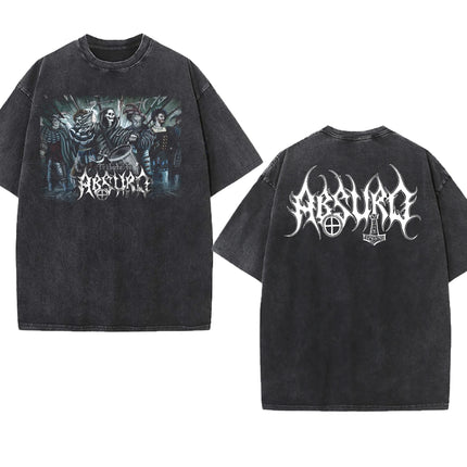 Black Metal Absurd Washed T Shirt Band Gothic Gift Mens Clothing Graphic Vintage Hip Hop T-shirt Streetwear Tees Short Sleeve