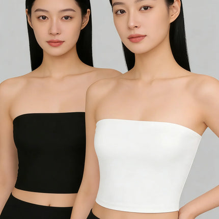 Two Women's Strapless Blouses, Sleeveless Backless Halter-Neck Summer Sexy Short-Sleeved Blouses