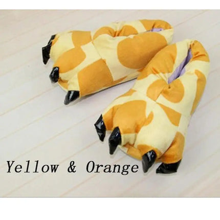 Winter Warm Soft Indoor Floor Slippers Women Men Shoes Paw Funny Animal Christmas Monster Dinosaur Claw Plush Home Random Lining