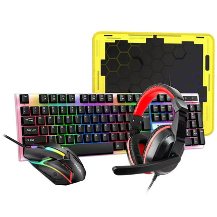T-WOLF Thunderwolf TF880 Wired Keyboard, Mouse, Headphones and Audio Five-piece E-sports Game Enjoy Super Fast - product imag
