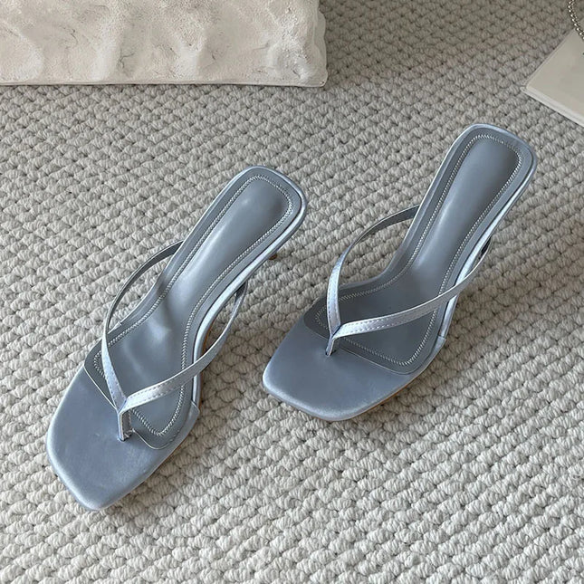Spring Summer Women Heeled Slippers Sandals Pink Beach Female Flip flops Fashion Thin Heels Ladies Slippers Slides Shoes Pumps