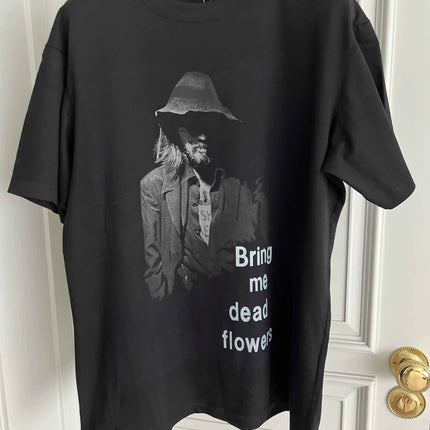 TOP-YAMAMOTO original design pure cotton black printed T-shirt, dark T-shirt