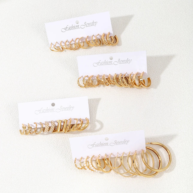48Pcs Fashion Creative Smooth Big Round Hoop Earring Vintage Aesthetic Imitation Pearl Earrings Women's - product image 4