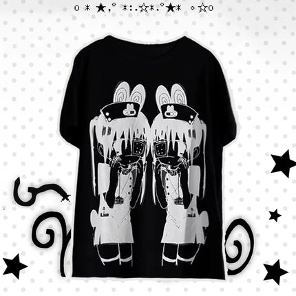 Y2k women clothing arcane Short Sleeve Black Tops Cool Cute Subculture Round Neck T Shirt 2000s Harajuku Punk Japanese Tees tops