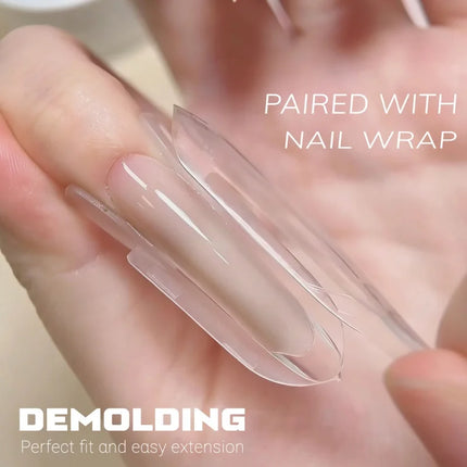 2026 New Sandwich Dual Nail Forms 120pcs Rocket Shape Full Cover Top & Bottom Mold For Nail Art Extension Manicure Kit D