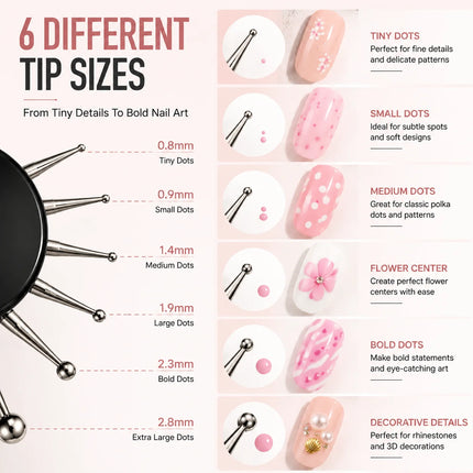 6 In 1 Nail Art Dotting Tools Different Head Flying Disc Nail Drill Point Multi-Use Nail Tools Dot Painting Pen DIY Nail Look
