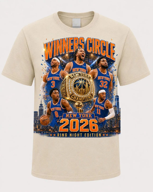 Camiseta estampada unisex de algodón para el verano "New York Knicks Campeonato 2026", estilo Y2K