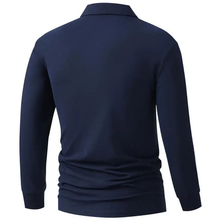 New Men's Business Casual Long Sleeved Shirt Solid Color Polo Shirt Fashionable Breathable Comfortable Versatile Top