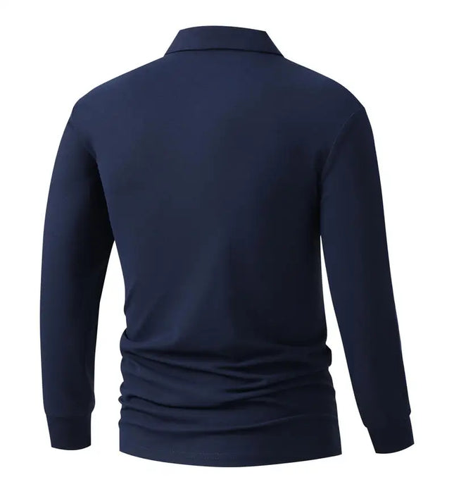 Neues Business-Casual-Langarmshirt für Herren, einfarbiges Poloshirt, modisch, atmungsaktiv, bequem, vielseitiges Oberteil