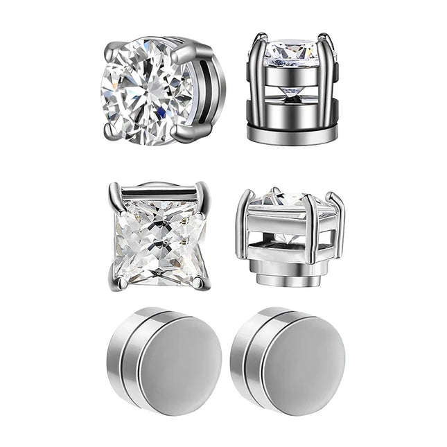 1/3 Pair Crystal Strong Magnetic Ear Stud Clip Earrings for Men and Women Punk Round Zircon Magnet - product image 7