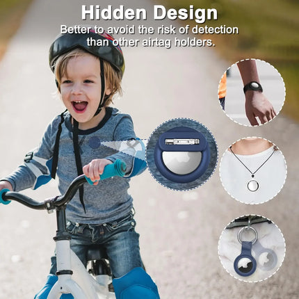 RGEEK Silicone Airtag Holder with Safety Pins AirTag GPS Tracker Case for Children Kids Elderly Hidden Inside Clothes Backpack