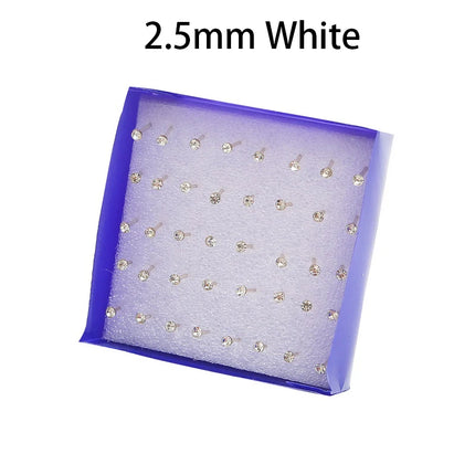 20 Pair/Set Women Girl Rhinestone Crystal Ear Stud Earrings Party Elegant Simple Daily Wear Earring Jewelry Gift 2.5 3 4 5mm