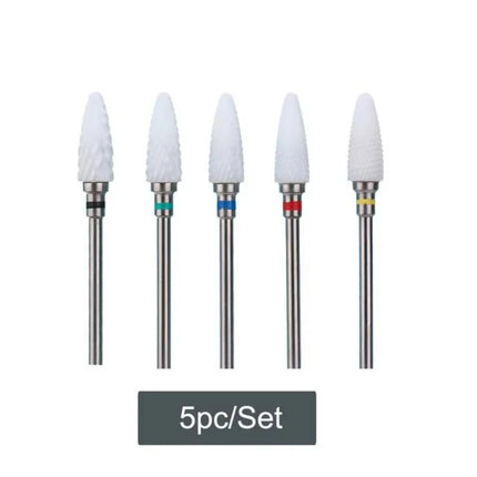 5 PCS Ceramics Nail Drill Bits Conical Tip For Manicure Drill Rotating Polishing Machine Cutter Remove Gel Acrylic Accessories