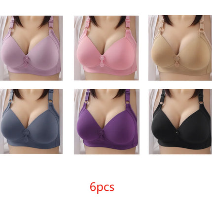 Fashionable Oversized Slim Comfortable Traceless Solid Color Bra Gathered Without Steel Rings Women Underwear With Side Breasts