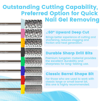 MagiBling Professional Nail Drill Bits Super Cut Carbide Nails Bit Cutter for Hard Acrylic Gel Removal Manicure Tools 3/32''
