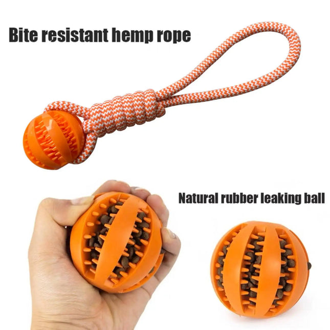 with Leaking Food Ball Interactive Tug of War Chew Toy Teeth Cleaning Bite Resistant Cotton Rope Toy for - product image 2