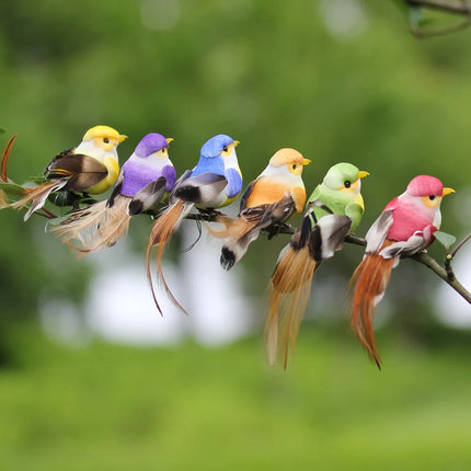 6PCS Artificial Feather Bird Fake Birds Christmas Decoration Foam Animal Wedding Home Garden Ornament Gift Craft Bird Model