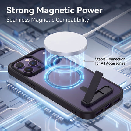 Clear Black Magnetic Cover with Foldable Stand for iPhone 17 11 13 Series 14 16 15 Pro Max 12 Mini Anti Yellow Case Cover Slim