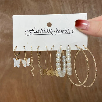YOBEST Big Gold and Silver Color Heart Earrings for Women, Butterfly Dangle Earring Set, Female Jewelry Gifts, New Fashion, 2025