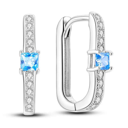 Orstarry 925 Sterling Silver Blue Zircon Starry Sky Earring Original Jewelry Hoop Earrings Women Jewelry Party Trendy Gifts