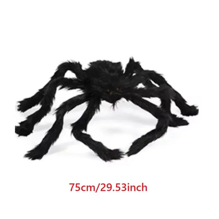 Giant Black Plush Spider Halloween Decoration 30-200cm Horror Haunted House Props Indoor Outdoor Party Scary Decor