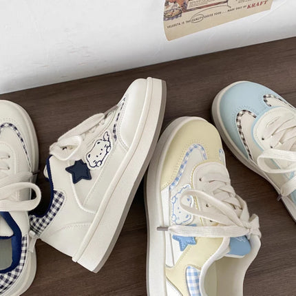 Women's Casual Flat Shoes - Cartoon Decor, Comfortable Breathable Sneakers, Lightweight Summer Campus Shoes for Daily Wear