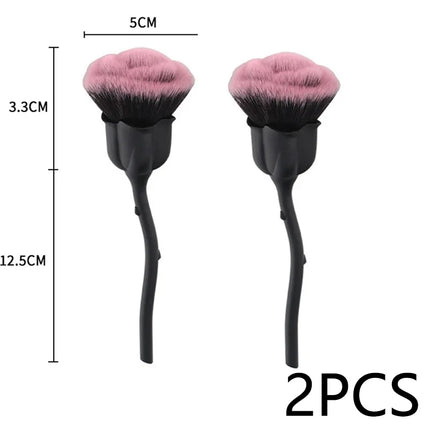 Flower Nail Brush for Manicure Gold Rose Shape Nail Art Brushes Round Small UV Gel Polish Powder Cleaning Tools Nail Accesories
