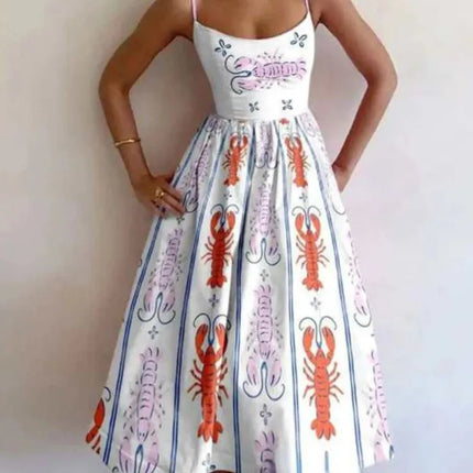 2026 Women's Midi White Vacation Dresses Pink Elegant And Pretty Dress Spaghetti Strap Beach Dress A Line Party Dresses Females