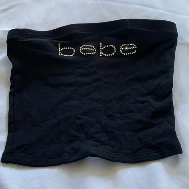 Diamonds Bebe Women Tube Crop Top Corsets Sexy Streetwear Party Strapless Off Shoulder Vest 2023 Summer