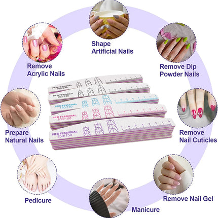 5/10 Pcs Double Sided Nail Art File Set With Scale Grey Sandpaper Nail Stylist Supplies Manicure Products Sand Nails Salon Tools