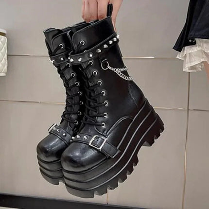 New Autumn Luxury Winte Platform Women Ankle Boots Gothic Style Cool Women Combat Boots Brand Street Women Shoe Boot Big Size 42
