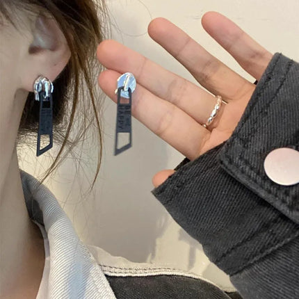 Personality Zipper Stud Earrings Fashion Jewelry For Women Unusual Earrings 2026 Geometry Ear Ring Pop Hip Hop Piercing Jewelry