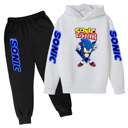 Kids New Supersonic Clothing Jogging Blue Sweatshirt Top Coat+Pants Two-piece Hoodie Boys Girls3-12Yrs Clothes Casual Sports Set