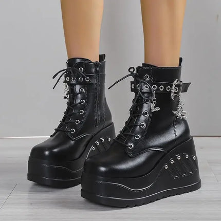 2026 Punk Goth Platform Heels Women's Boots Size 43 Fashion Casual Wedge Shoes Hot Sale New Arrivals for Women