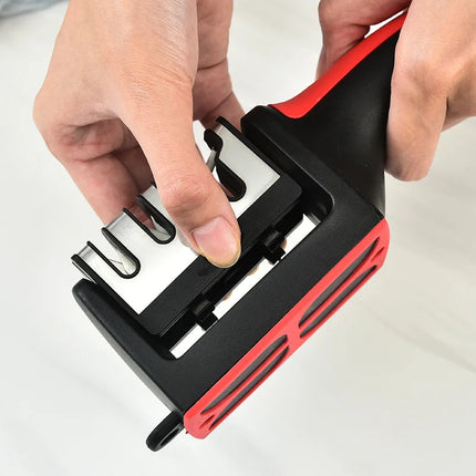 Kitchen 4Segment Knife Sharpener Household Multi-functional Hand-held Three-purpose Black Sharpening Stone - product image fr