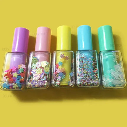 5Pcs Set Mini Sequin Nail Polish Bottle Highlighter Cute Kawaii Fluorescent Pen Art Graffiti Marker Painting Drawing Stationery